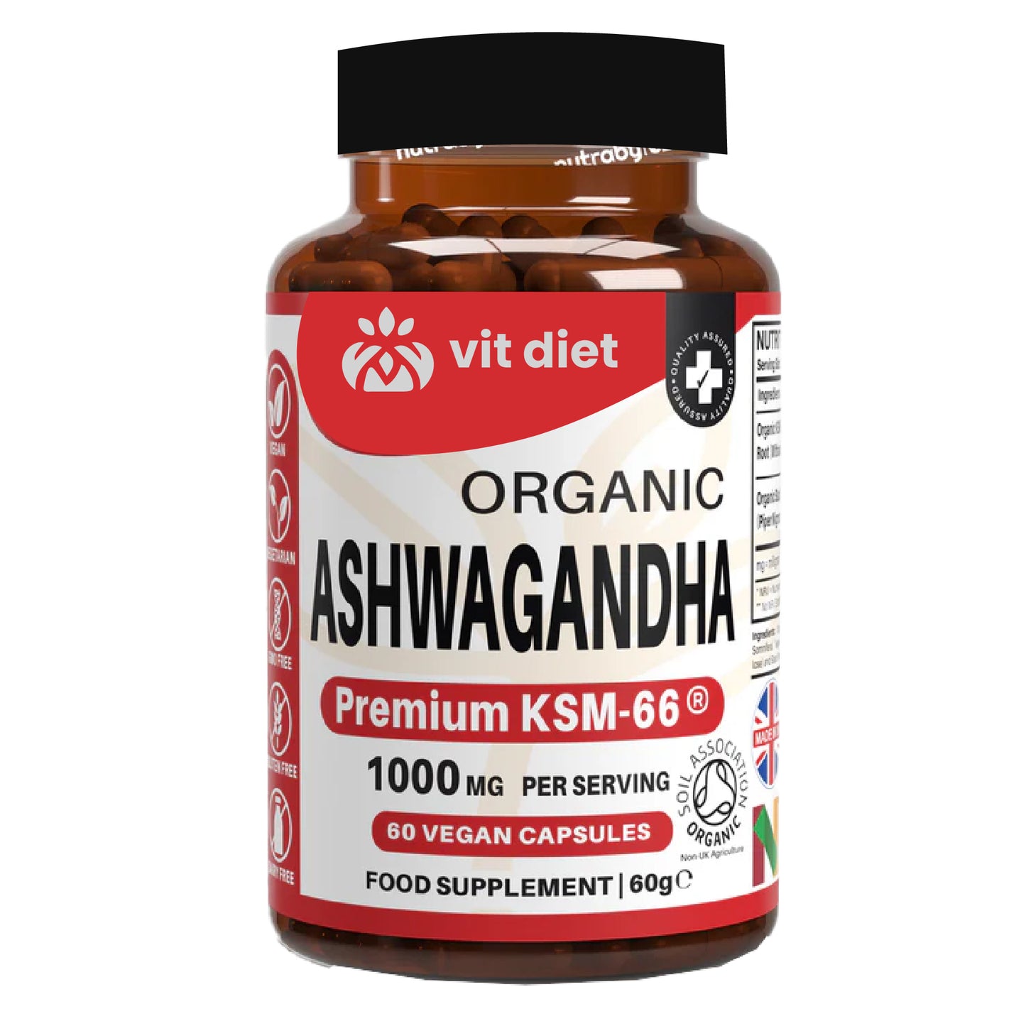 High-Strength Organic Ashwagandha Supplement – Stress Relief and Cognitive Support – Vitdiet UK