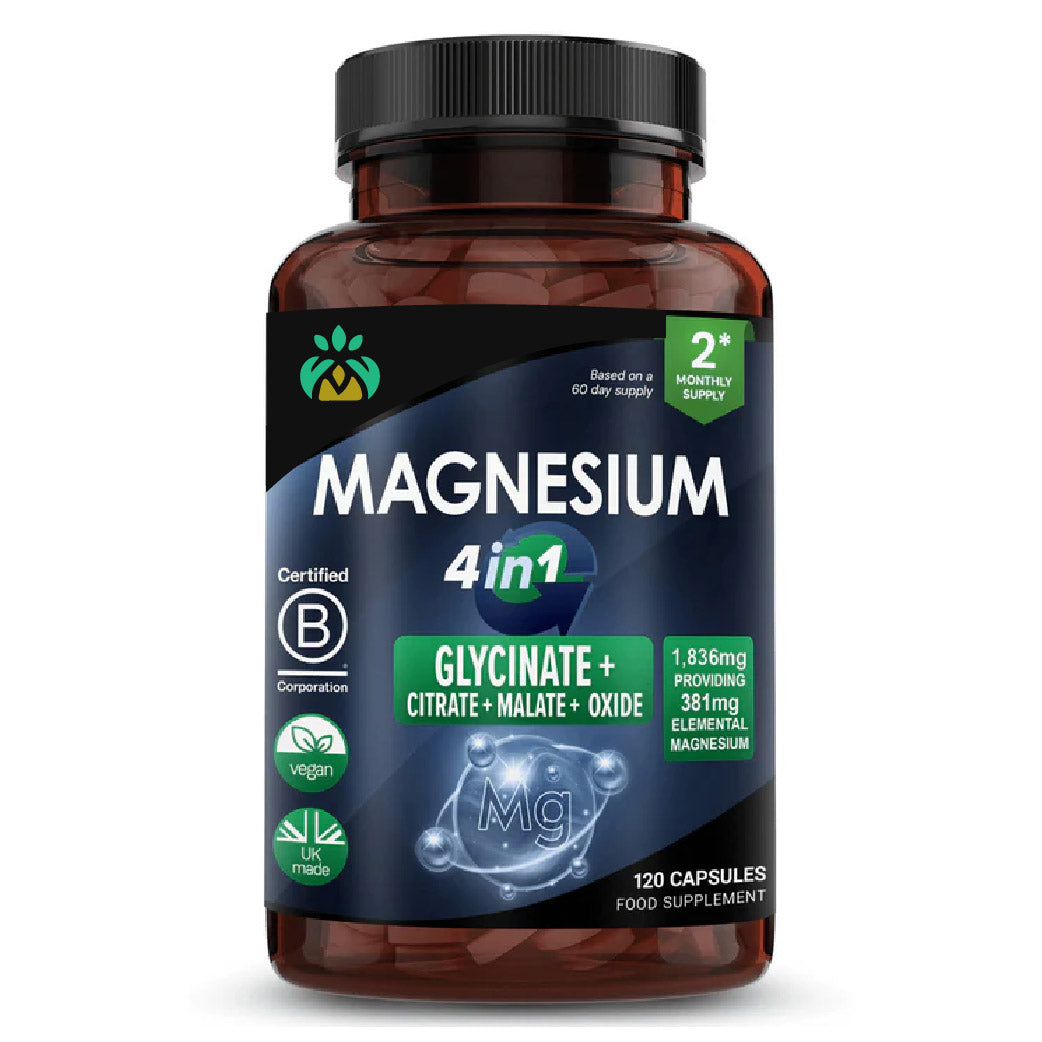 Magnesium Complex Capsules – 4-in-1 Blend with Glycinate, Citrate, Malate & Oxide for Comprehensive Health Support