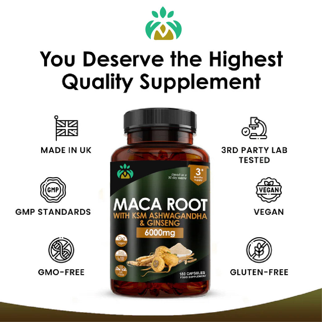 Maca Root, Ashwagandha, Ginseng Capsules
