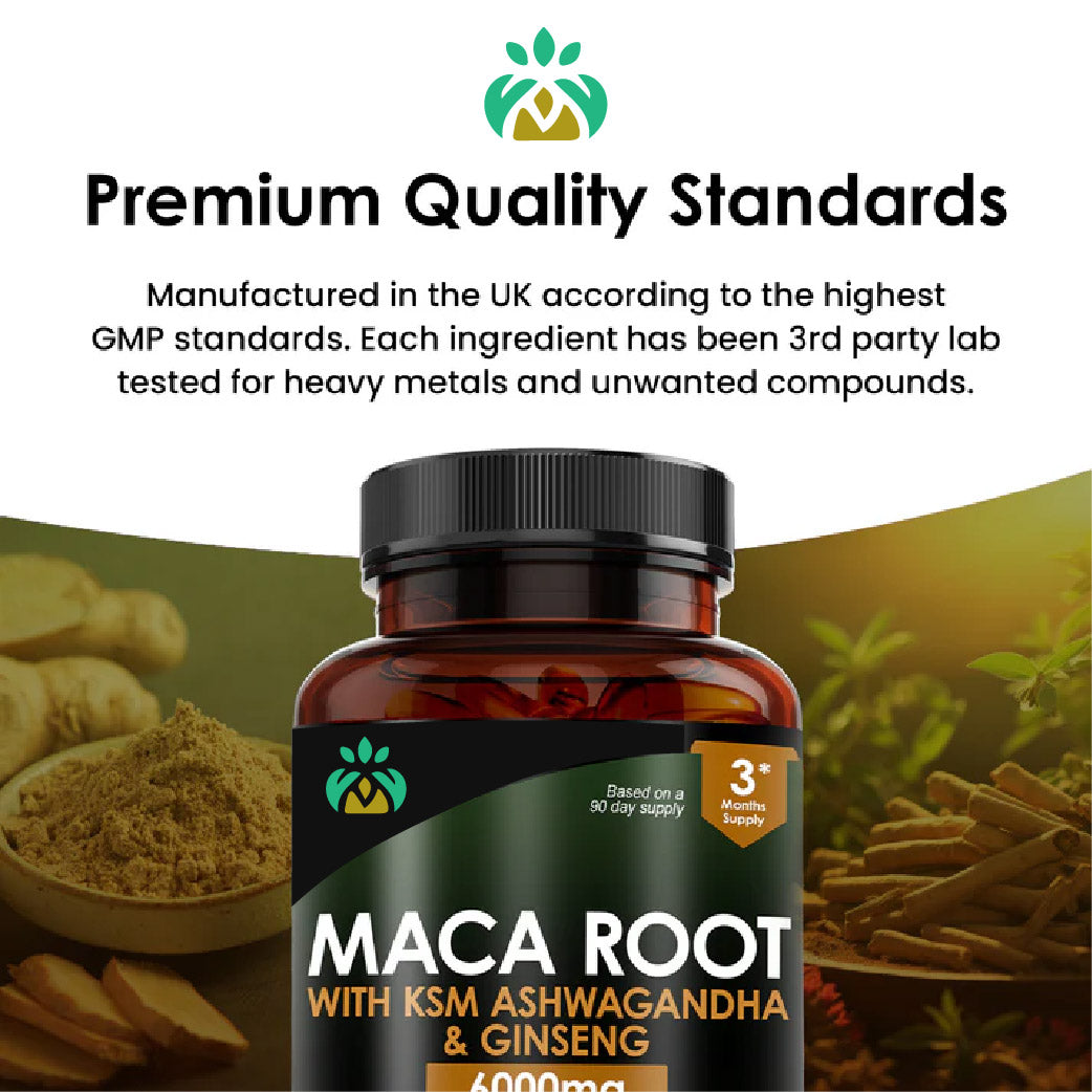 Maca Root, Ashwagandha, Ginseng Capsules