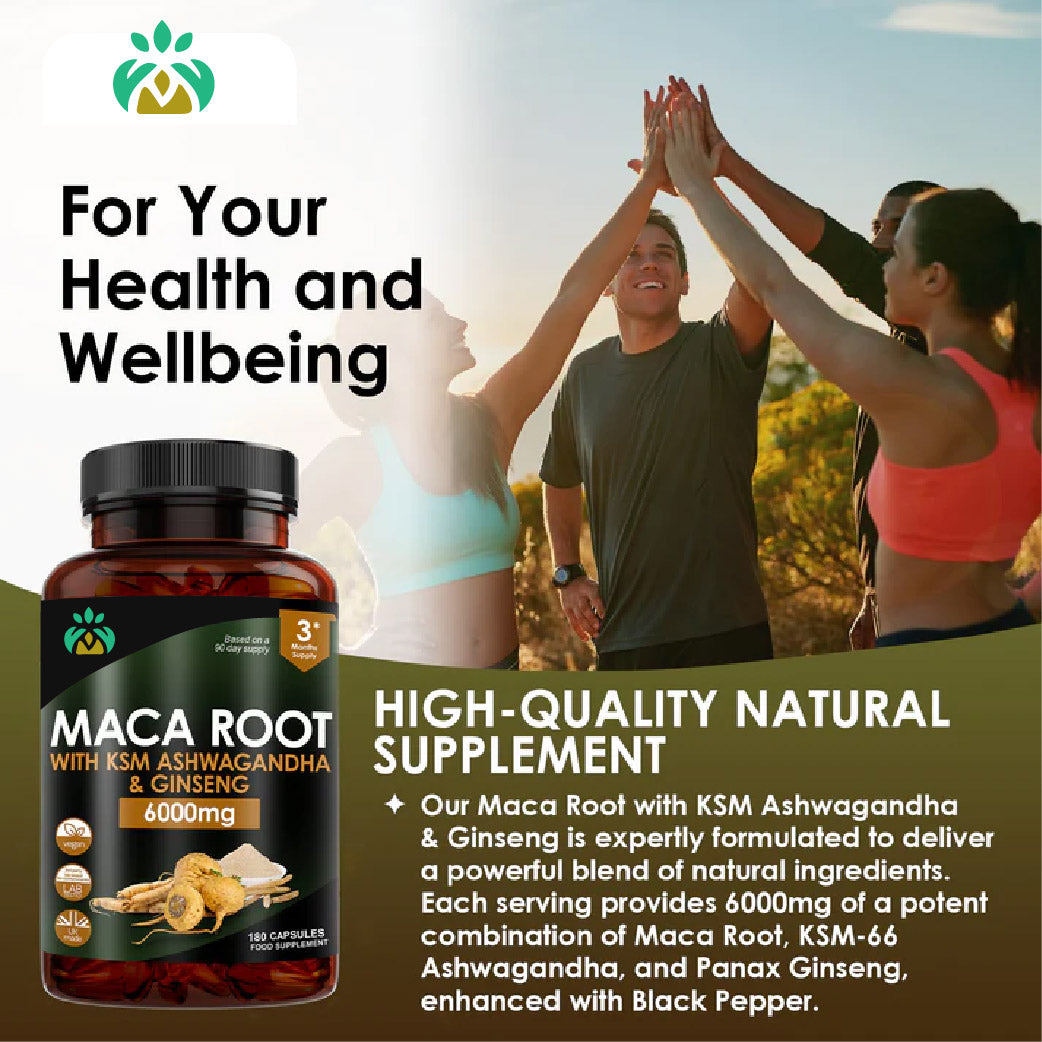 Maca Root, Ashwagandha, Ginseng Capsules