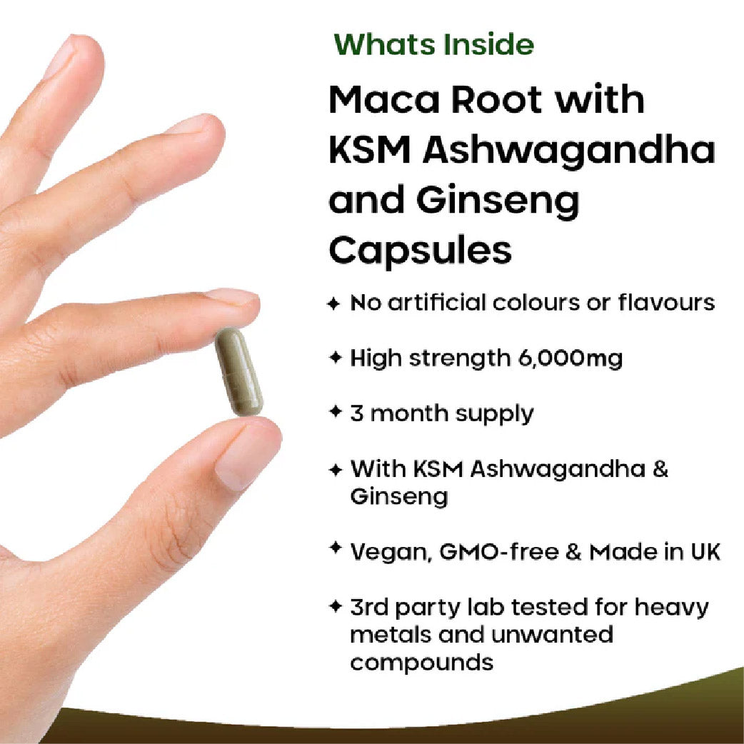 Maca Root, Ashwagandha, Ginseng Capsules