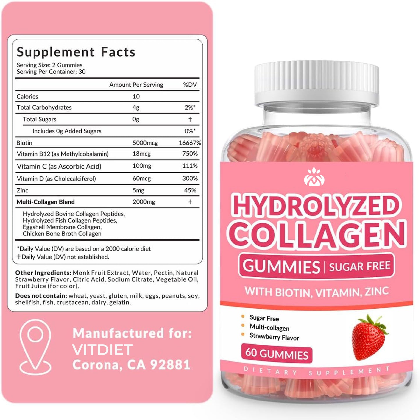 Collagen Gummies for Women – Sugar Free, Biotin, Vitamins & Multi-Type Support for Skin, Hair & Joints