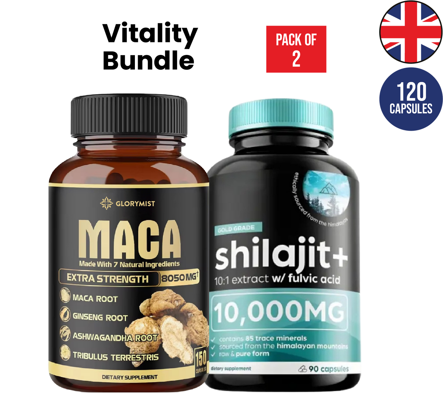 Vitality Bundle (MACCA + SHILAJIT) | 120 Capsules