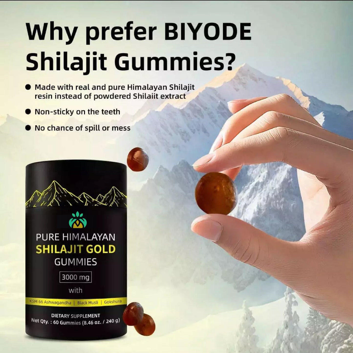 Himalayan Shilajit GOLD Gummies, Organic, Extremely Potent 3000 mg, Fulvic Acid