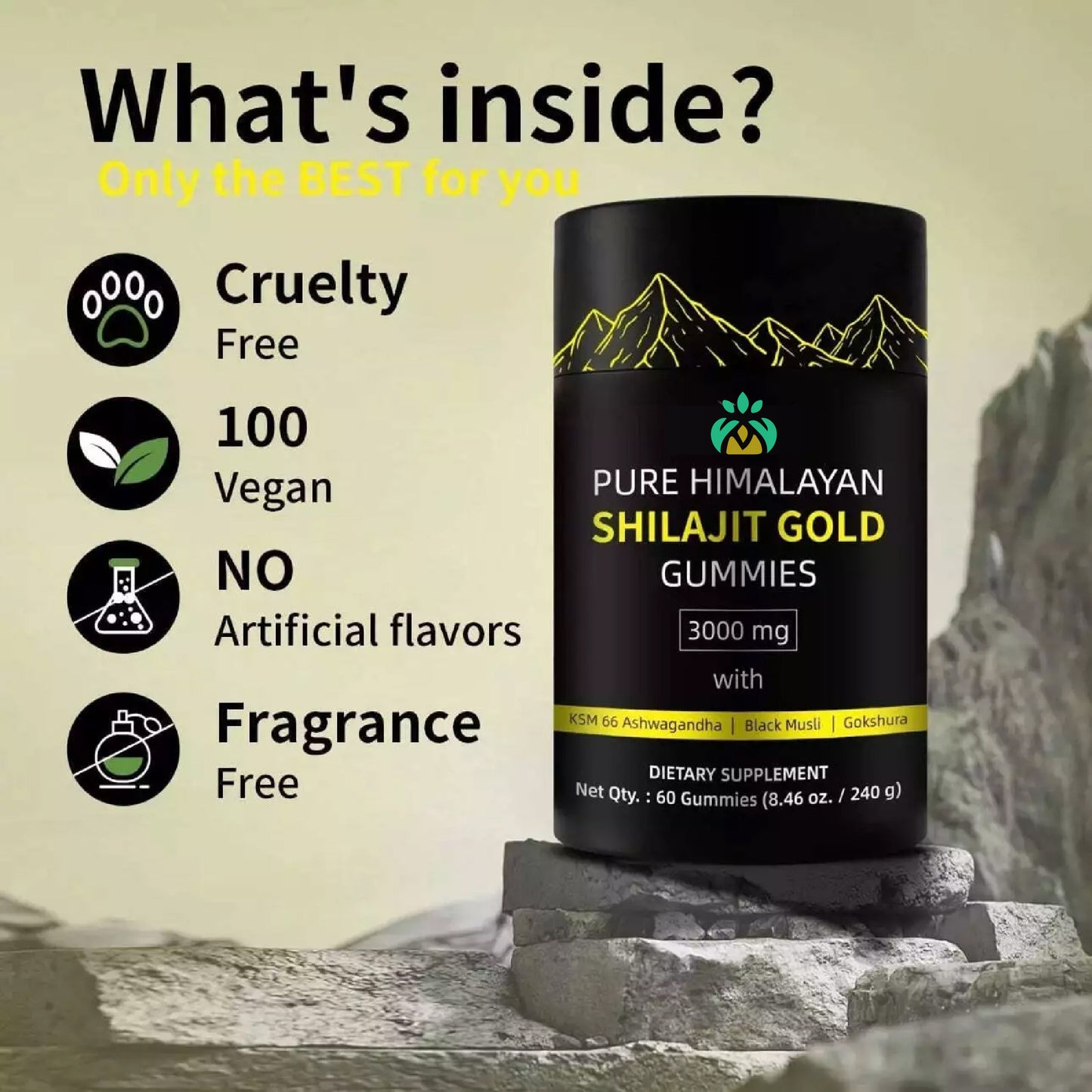 Himalayan Shilajit GOLD Gummies, Organic, Extremely Potent 3000 mg, Fulvic Acid
