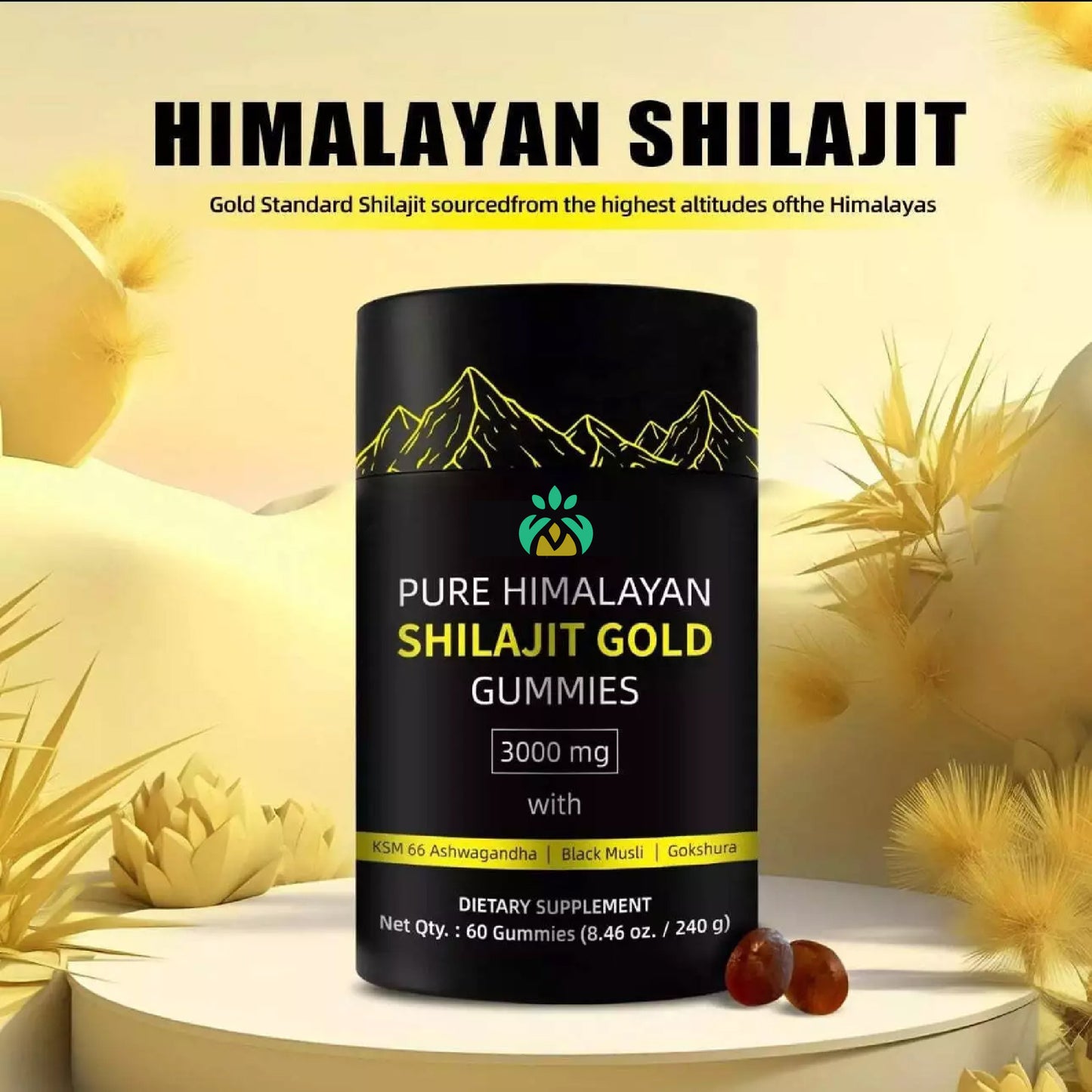 Himalayan Shilajit GOLD Gummies, Organic, Extremely Potent 3000 mg, Fulvic Acid