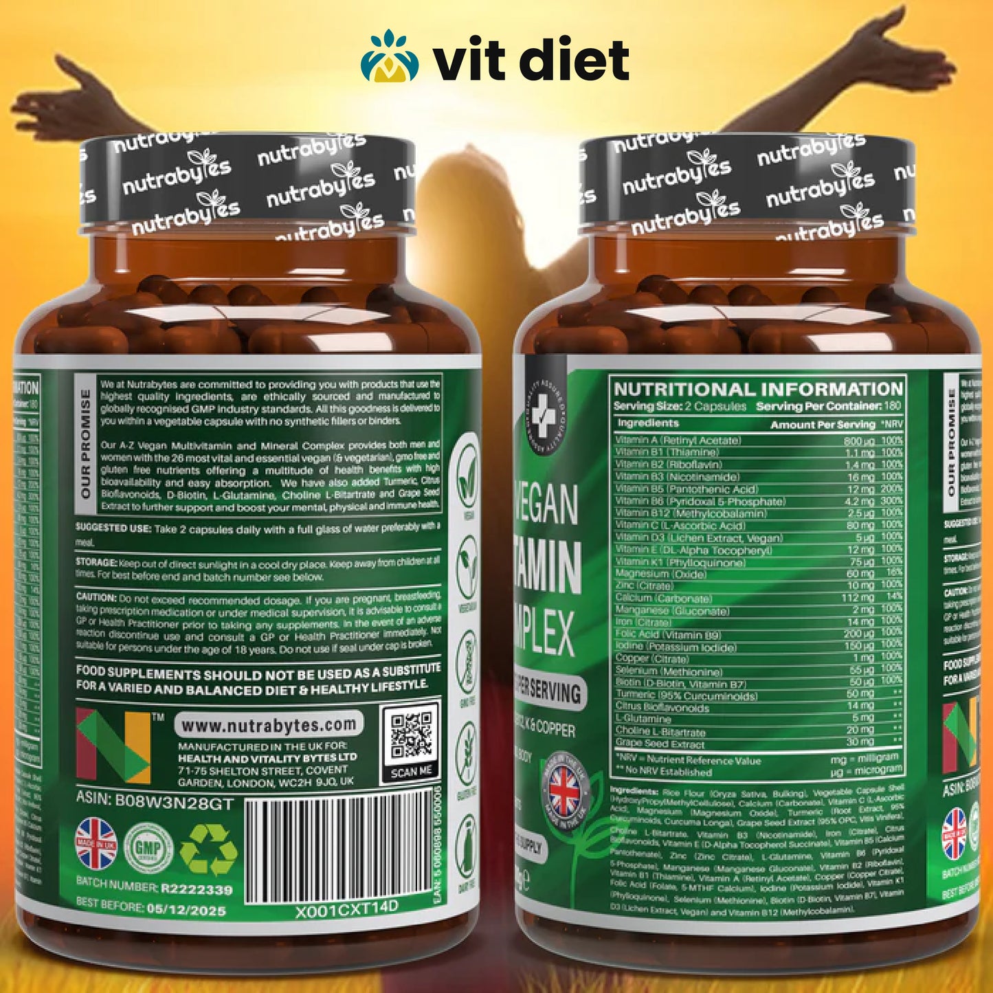 Vegan A–Z Multivitamin & Mineral Complex | 26 Essential Nutrients | Vitdiet UK
