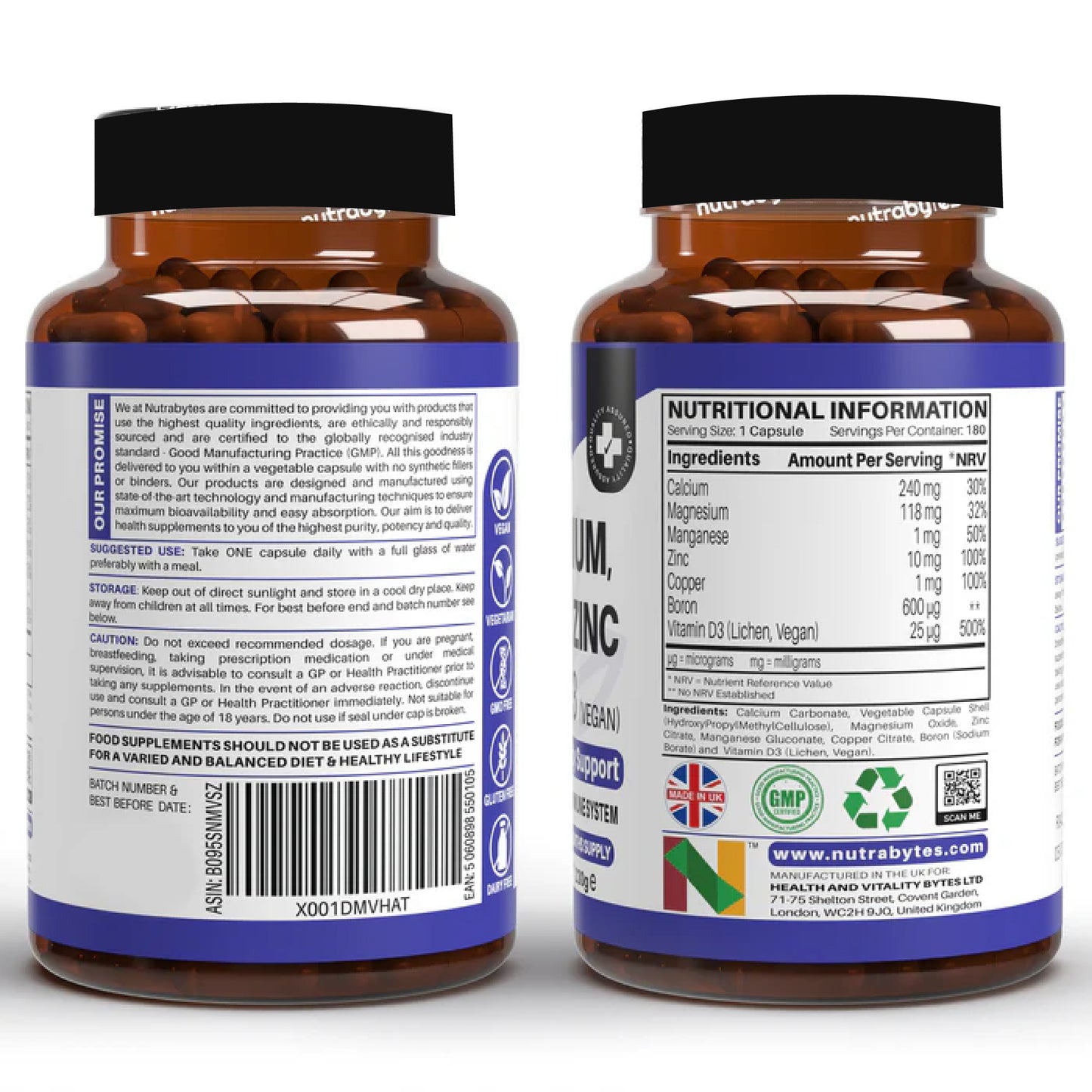 Magnesium, Calcium, Zinc & Vitamin D3 (Vegan D3) – Advanced Immunity Support | Vitdiet UK