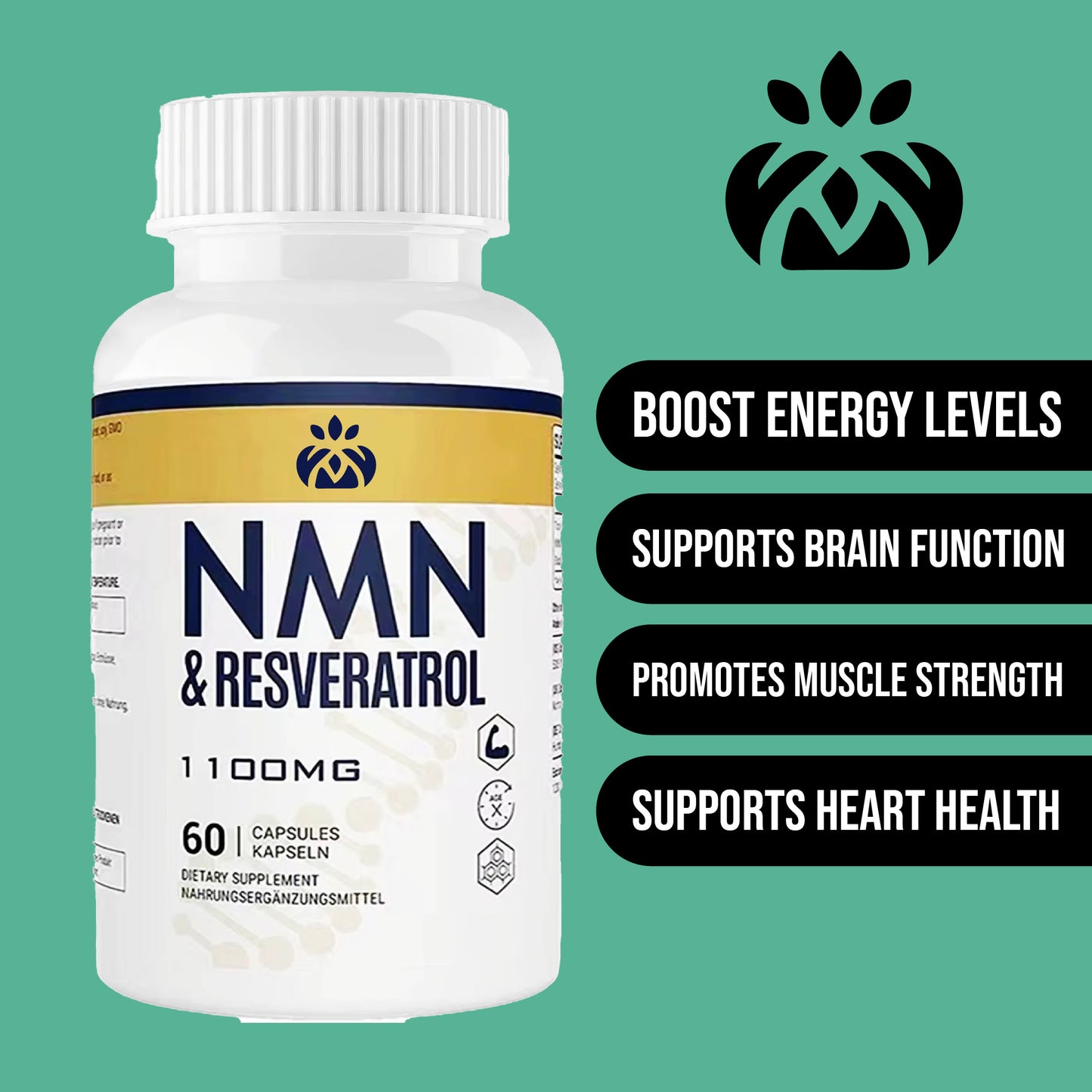 NMN Supplement – 600mg NAD+ Booster for Cellular Energy & Anti-Ageing