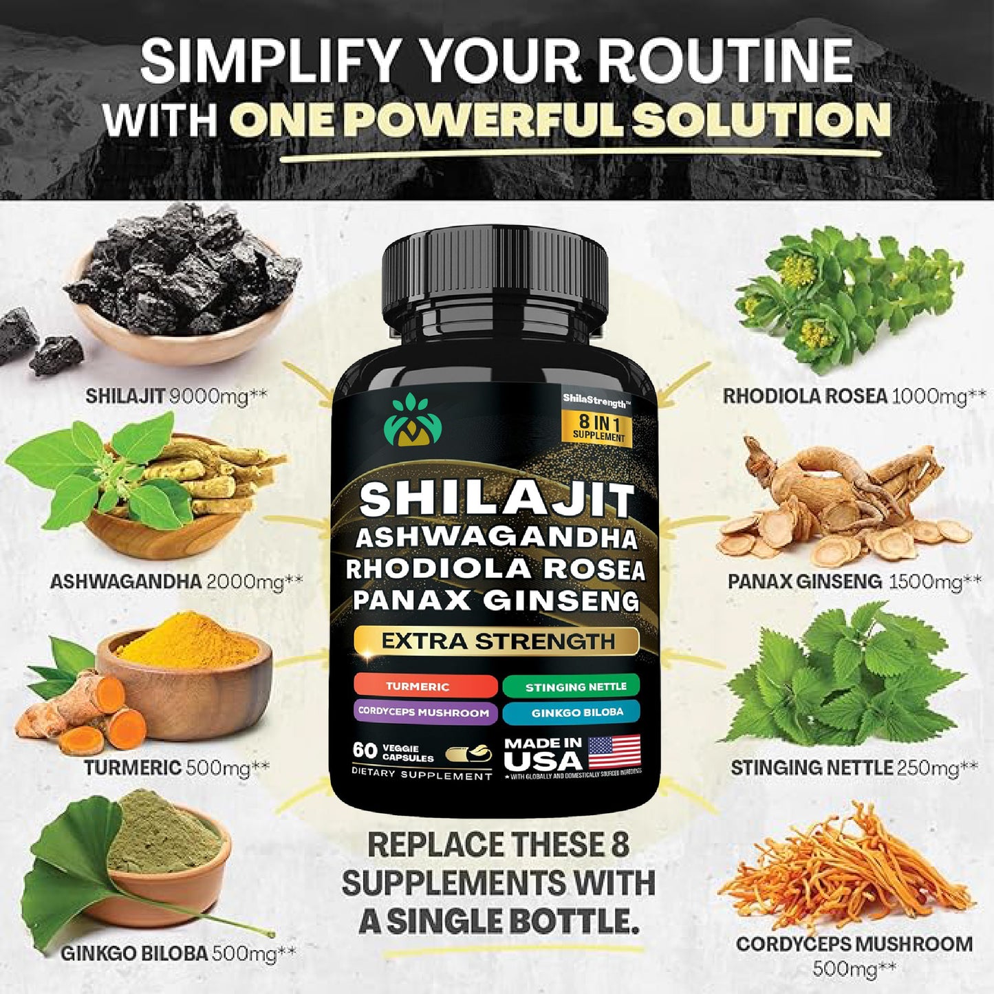 Shilajit Ashwagandha Capsules – Maximum Strength Adaptogen Complex