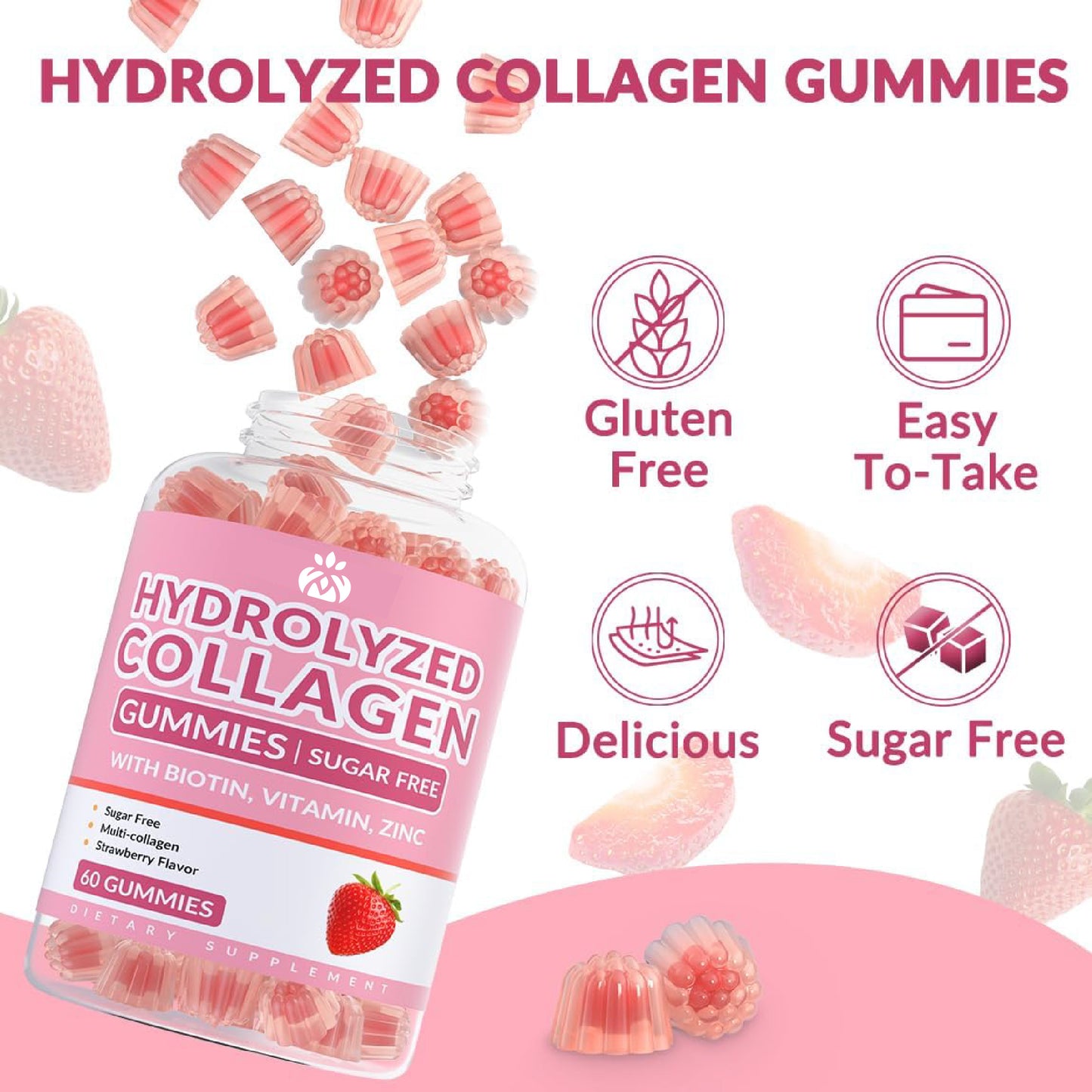 Collagen Gummies for Women – Sugar Free, Biotin, Vitamins & Multi-Type Support for Skin, Hair & Joints