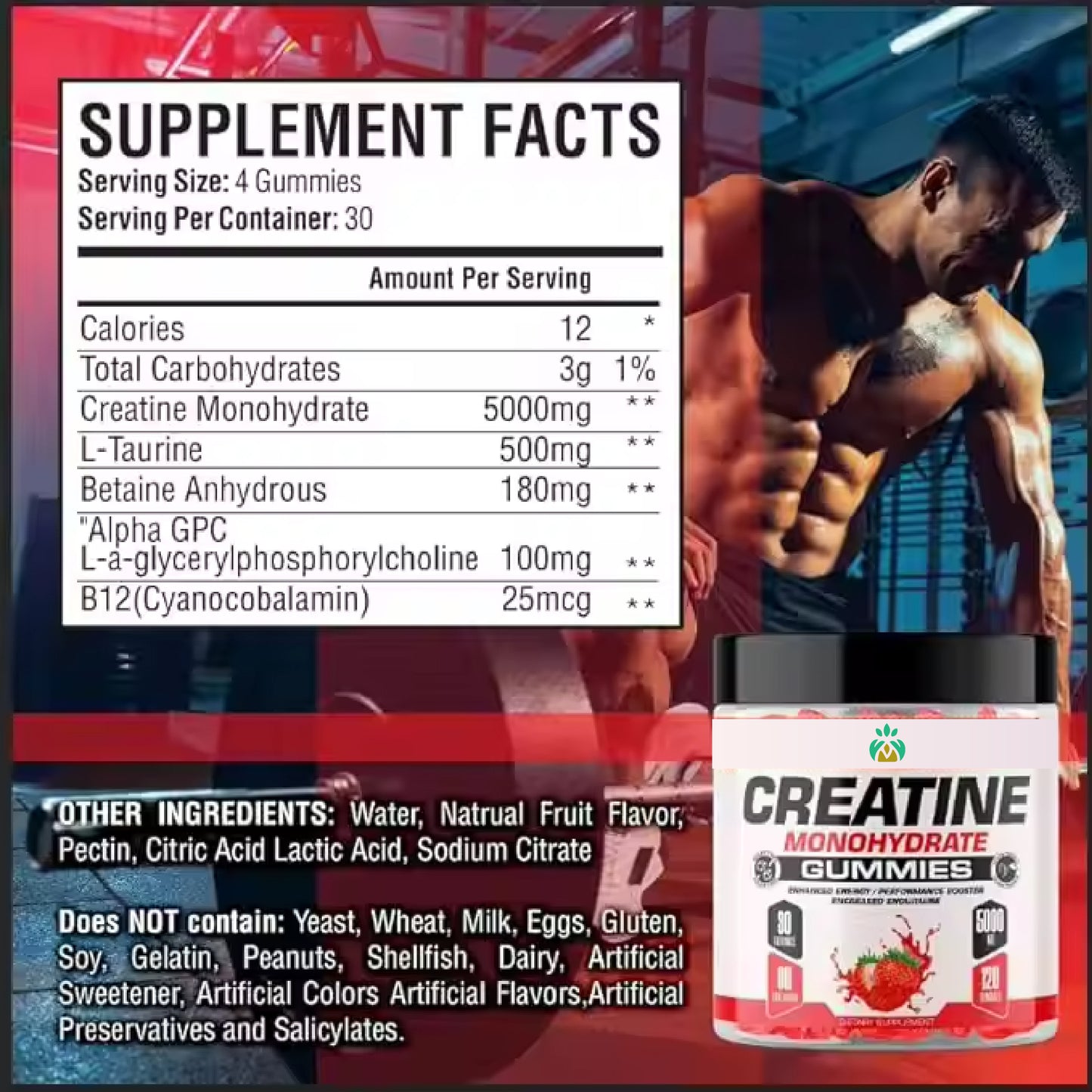 Creatine Monohydrate Supplements Gummy for Women and Men