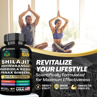Shilajit Ashwagandha Capsules – Maximum Strength Adaptogen Complex